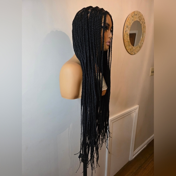 Elegant Black Braided Wig - Picture 4 of 7